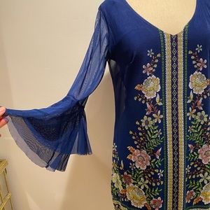 Floral mesh summer dress with floral print